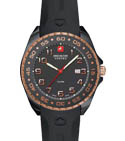 Swiss Military Hanowa Women's Black & Gold Sealander Black Rubber Band Watch